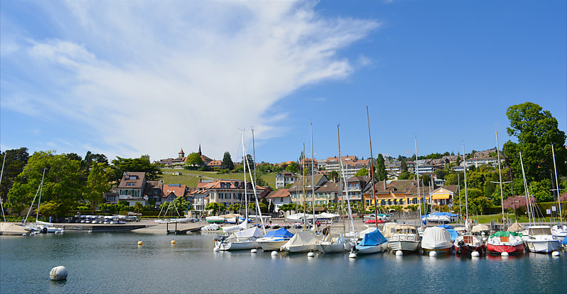 Boats in the port of Pully, Switerland.